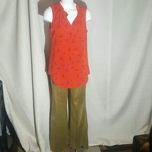 CAbi red floral top NWOT